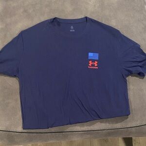 Under Armour Dark Blue Freedom Tee with Red Logo